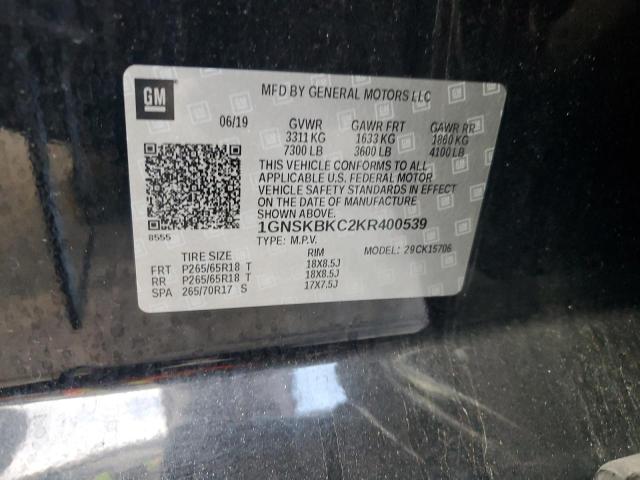 2019 CHEVROLET TAHOE K150 1GNSKBKC2KR400539