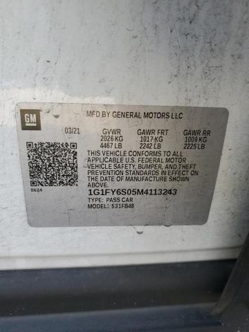 2021 CHEVROLET BOLT EV LT 1G1FY6S05M4113243