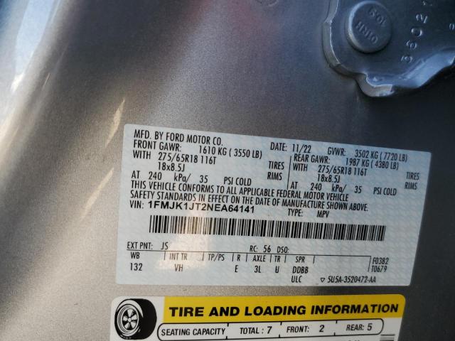 2022 FORD EXPEDITION MAX XLT 1FMJK1JT2NEA64141