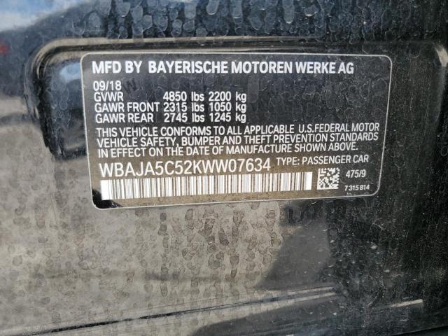 2019 BMW 530 I WBAJA5C52KWW07634