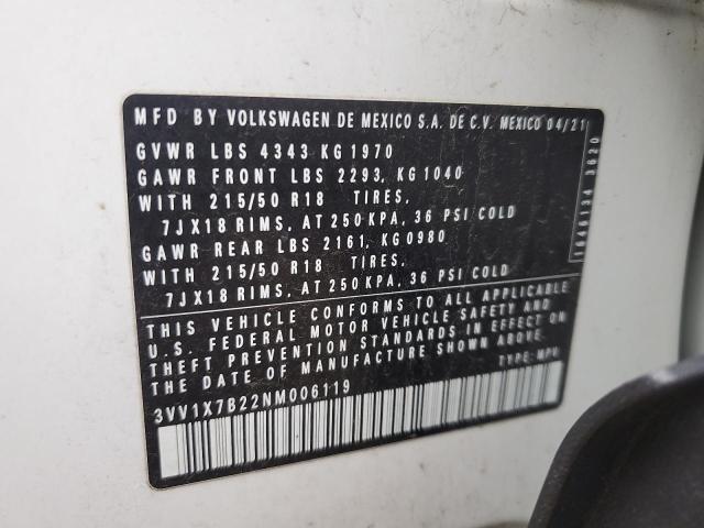 2022 VOLKSWAGEN TAOS SEL - 3VV1X7B22NM006119