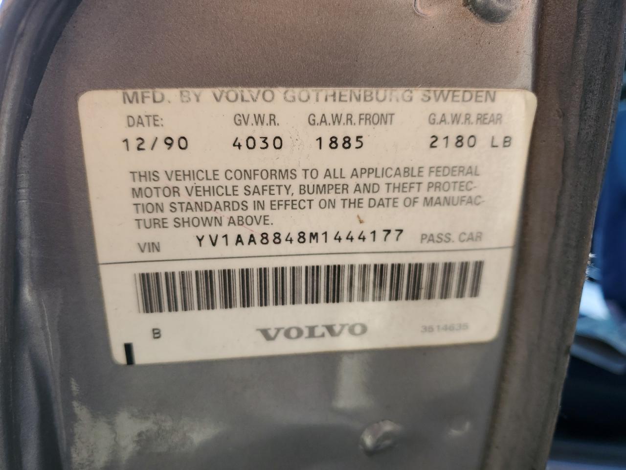 Lot #3308233211 1991 VOLVO 240