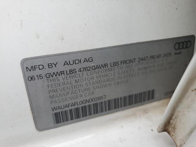 2016 AUDI A4 PREMIUM S-LINE WAUAFAFL0GN002657