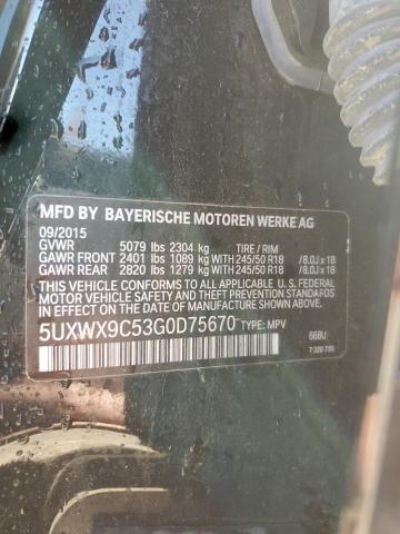 2016 BMW X3 XDRIVE2 5UXWX9C53G0D75670