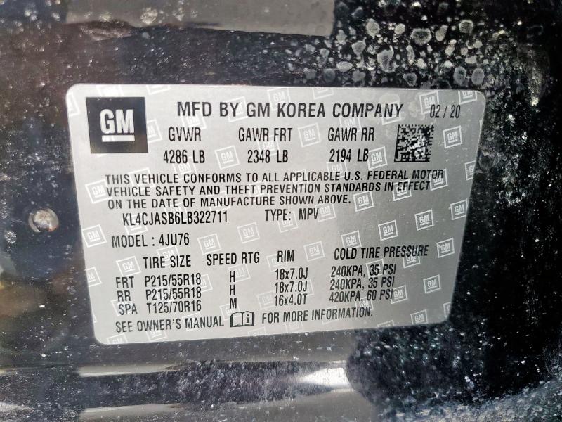 2020 BUICK ENCORE PRE KL4CJASB6LB322711