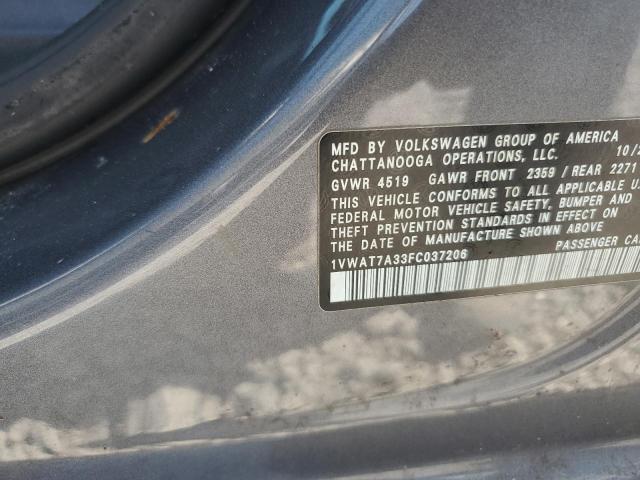 2015 VOLKSWAGEN PASSAT S 1VWAT7A33FC037206