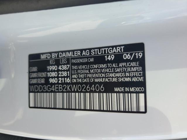 2019 MERCEDES-BENZ A 220 WDD3G4EB2KW026406