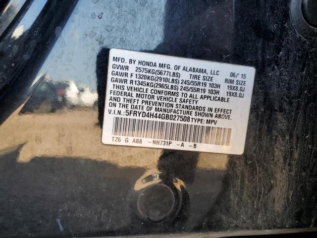 2016 ACURA MDX TECHNO 5FRYD4H44GB027508