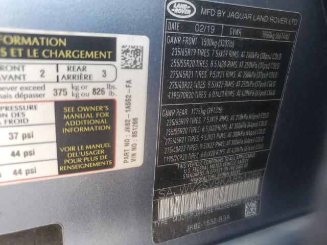 2019 LAND ROVER RANGE ROVE #3261964460