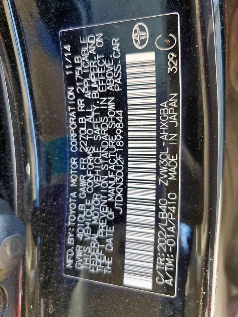 2015 TOYOTA PRIUS JTDKN3DU2F1899844