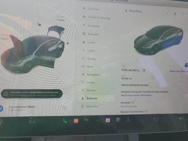 2022 TESLA MODEL 3 5YJ3E1EA0NF187626