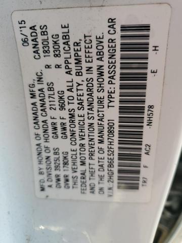 2015 HONDA CIVIC SI 2HGFB6E52FH708901