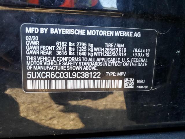 2020 BMW X5 XDRIVE40I 5UXCR6C03L9C38122