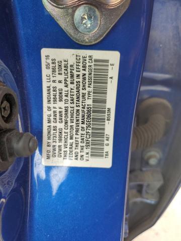2016 HONDA CIVIC EX 19XFC2F75GE060651