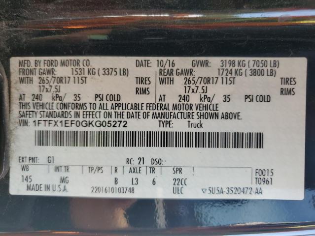 2016 FORD F150 SUPER CAB 1FTFX1EF0GKG05272