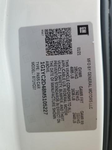 2021 CHEVROLET CORVETTE STINGRAY 3LT 1G1YC2D48M5105227