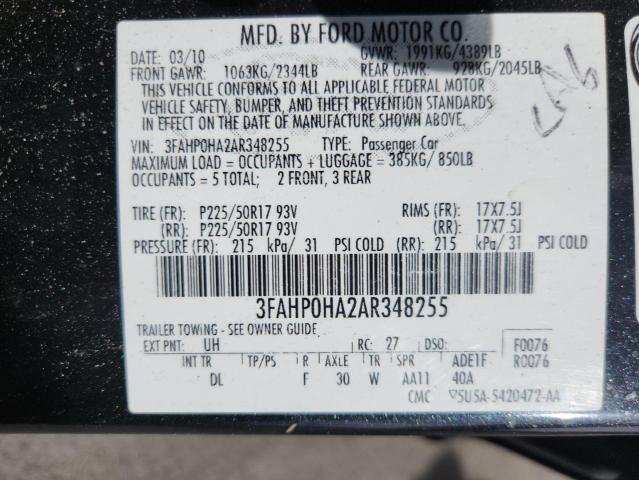 2010 FORD FUSION SE - 3FAHP0HA2AR348255