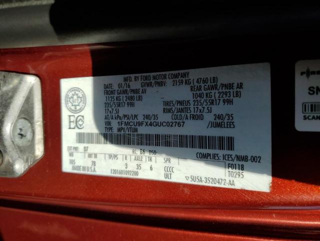 2016 FORD ESCAPE S 1FMCU9FX4GUC02767