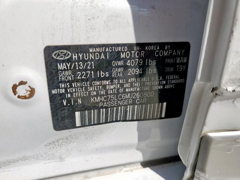2021 HYUNDAI IONIQ SE KMHC75LC6MU260800