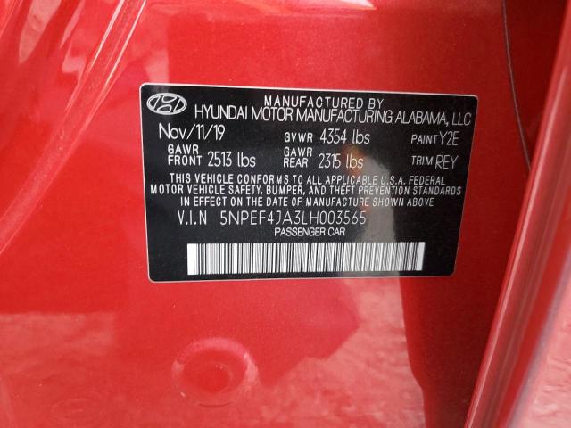 2020 HYUNDAI SONATA SEL 5NPEF4JA3LH003565