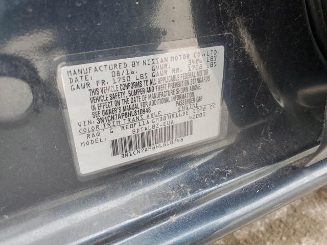 2017 NISSAN VERSA S 3N1CN7AP8HL810948