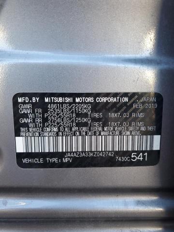 2019 MITSUBISHI OUTLANDER SE JA4AZ3A33KZ042742