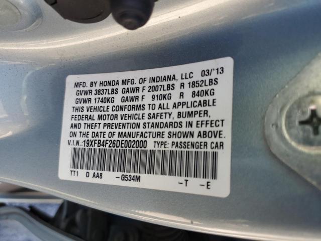 2013 HONDA CIVIC HYBR - 19XFB4F26DE002000