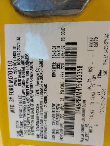 2015 FORD MUSTANG - 1FA6P8AM4F5433358