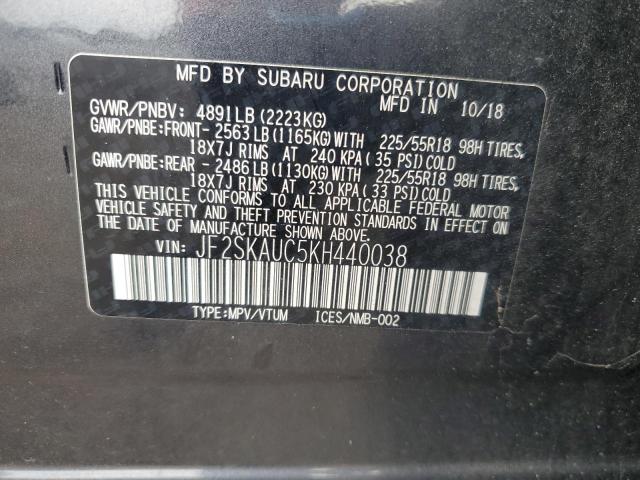 2019 SUBARU FORESTER L JF2SKAUC5KH440038