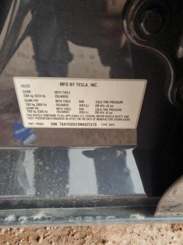 2022 TESLA MODEL Y 7SAYGDEE9NA022470