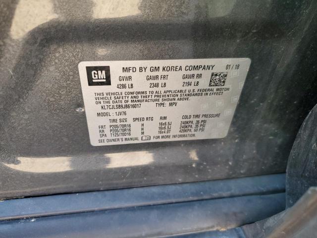 2018 CHEVROLET TRAX 1LT KL7CJLSB9JB616017