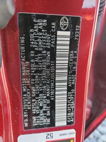 2018 TOYOTA CAMRY HYBR 4T1B21HK3JU510511