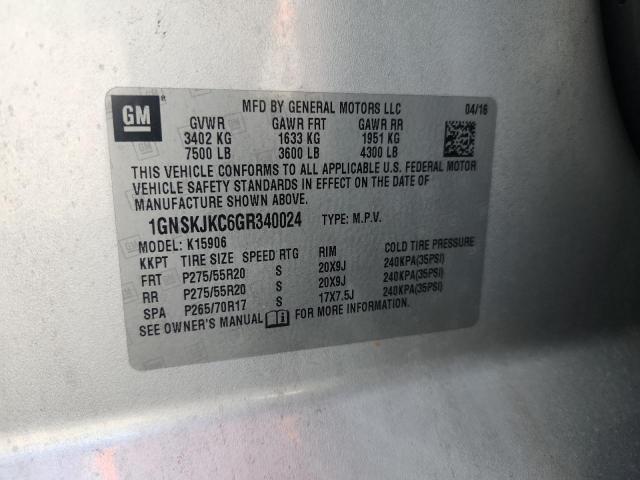 2016 CHEVROLET SUBURBAN K1500 LTZ 1GNSKJKC6GR340024