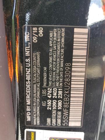 2019 MERCEDES-BENZ C 300 4MAT 55SWF8EB2KU283098