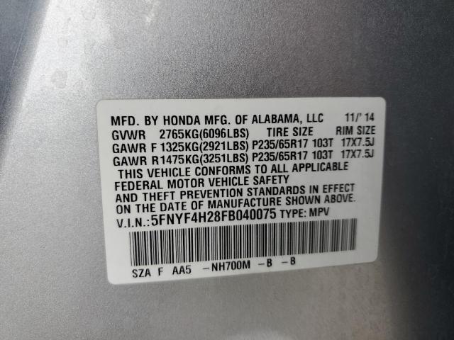 2015 HONDA PILOT LX 5FNYF4H28FB040075