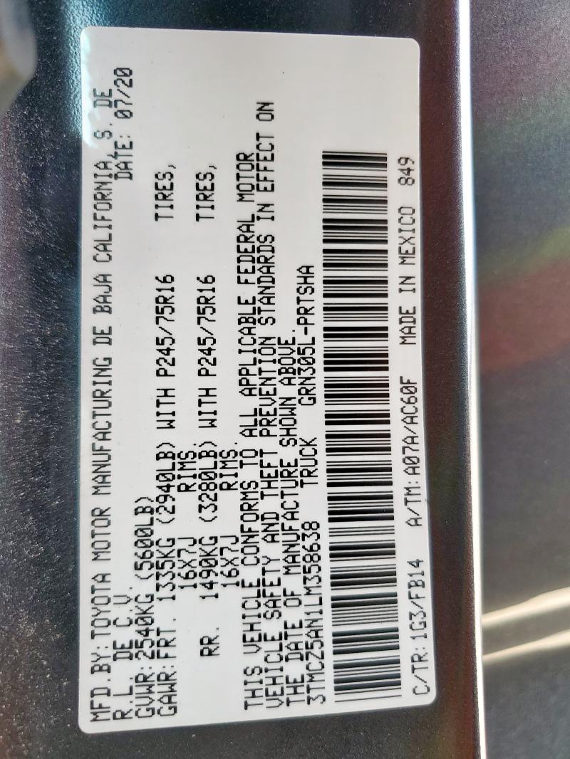 2020 TOYOTA TACOMA DOU 3TMCZ5AN1LM358638