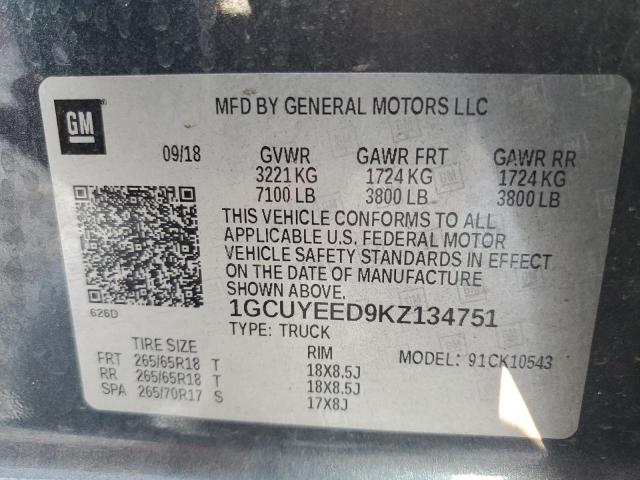 2019 CHEVROLET SILVERADO K1500 RST 1GCUYEED9KZ134751
