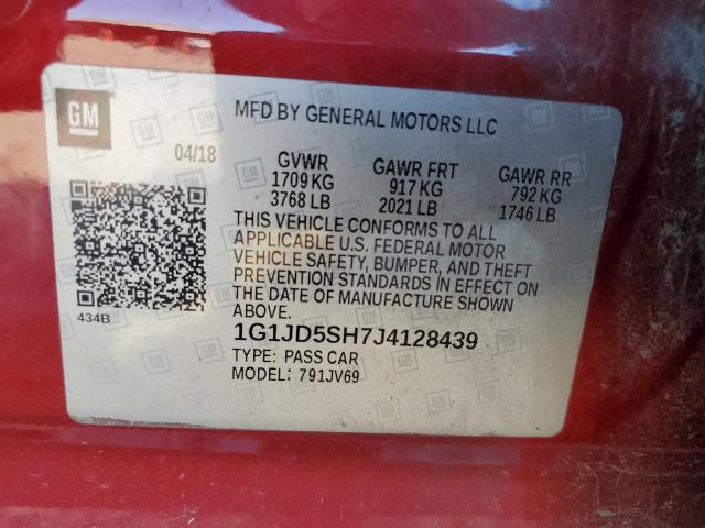 2018 CHEVROLET SONIC LT 1G1JD5SH7J4128439