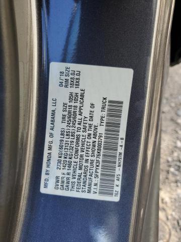 2017 HONDA RIDGELINE 5FPYK3F76KB003791