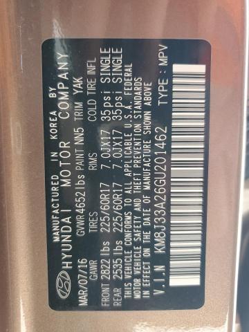 2016 HYUNDAI TUCSON LIM KM8J33A26GU201462