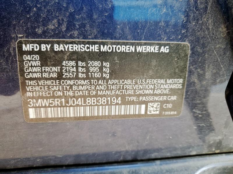 2020 BMW 330I 3MW5R1J04L8B38194
