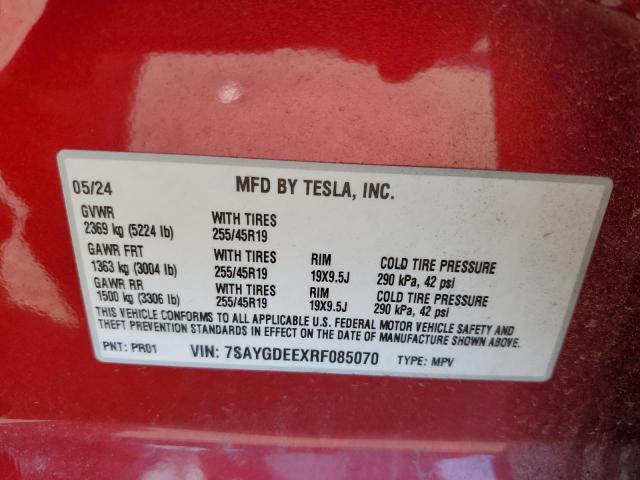 2024 TESLA MODEL Y 7SAYGDEEXRF085070