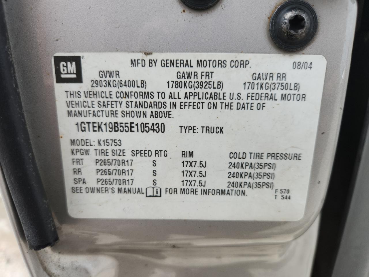 Lot #3271092115 2005 GMC NEW SIERRA