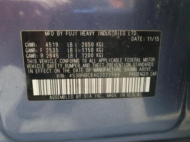 2016 SUBARU LEGACY 2.5I PREMIUM 4S3BNBC64G3023599