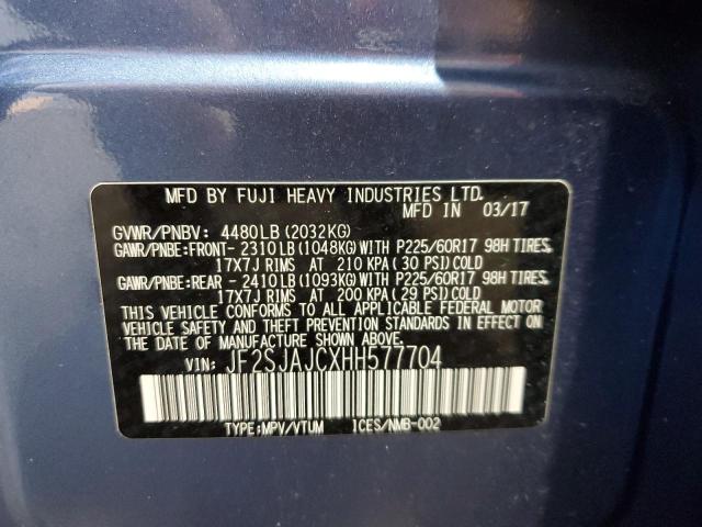 2017 SUBARU FORESTER 2 - JF2SJAJCXHH577704