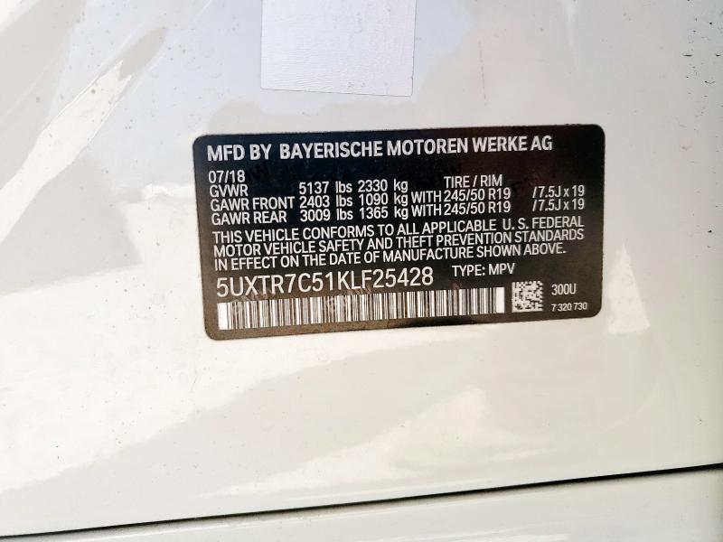 2019 BMW X3 SDRIVE30I 5UXTR7C51KLF25428