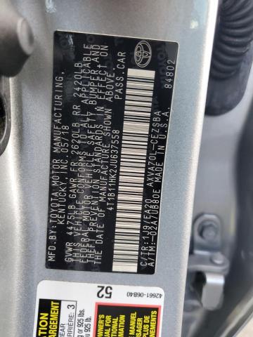 2018 TOYOTA CAMRY L 4T1B11HK2JU637558