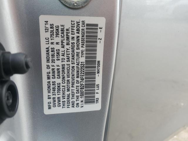 2015 HONDA CIVIC SE 19XFB2F74FE222531