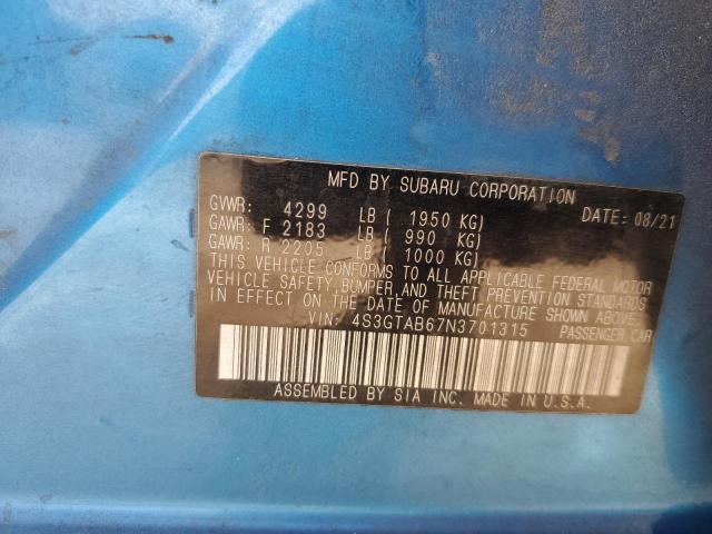 2022 SUBARU IMPREZA 4S3GTAB67N3701315