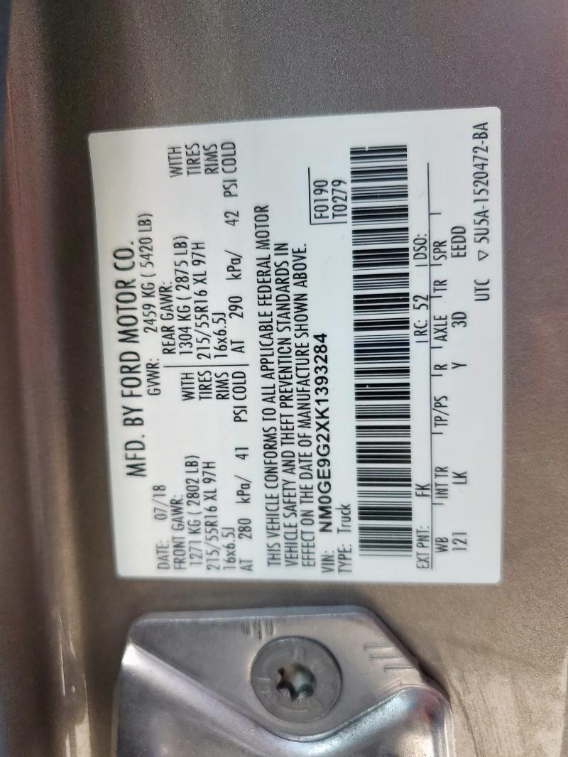 2019 FORD TRANSIT CO NM0GE9G2XK1393284